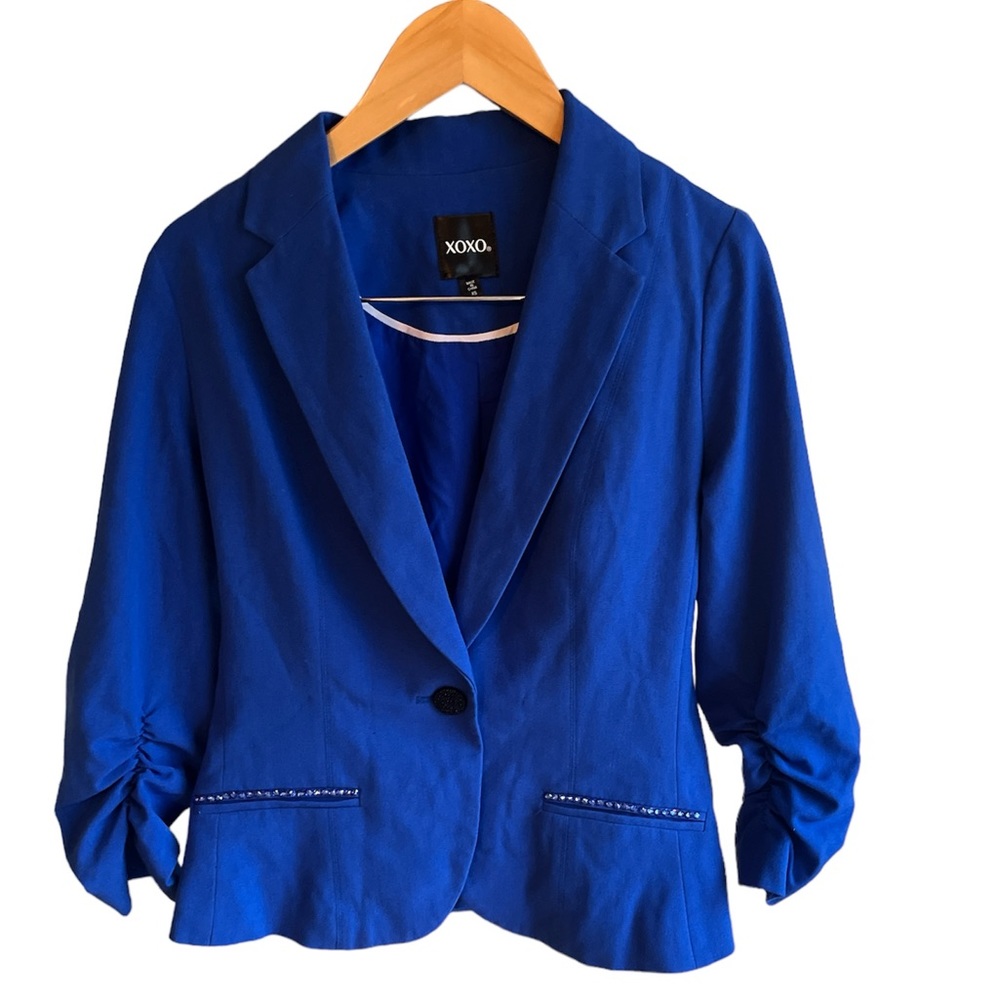 Custom Dance Costume Blazer Jacket Rhinestoned  Royal Blue XS